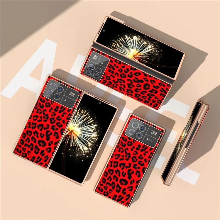 For Xiaomi Mix Fold 3 5G Case Leopard Pattern Leather+PC Slim Fit Electroplating Phone Cover