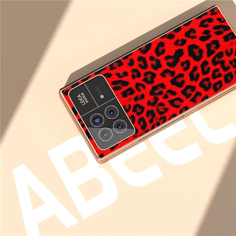 For Xiaomi Mix Fold 3 5G Case Leopard Pattern Leather+PC Slim Fit Electroplating Phone Cover