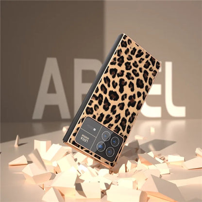 For Xiaomi Mix Fold 3 5G Case Leopard Pattern Leather+PC Slim Fit Electroplating Phone Cover