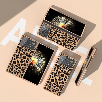 For Xiaomi Mix Fold 3 5G Case Leopard Pattern Leather+PC Slim Fit Electroplating Phone Cover