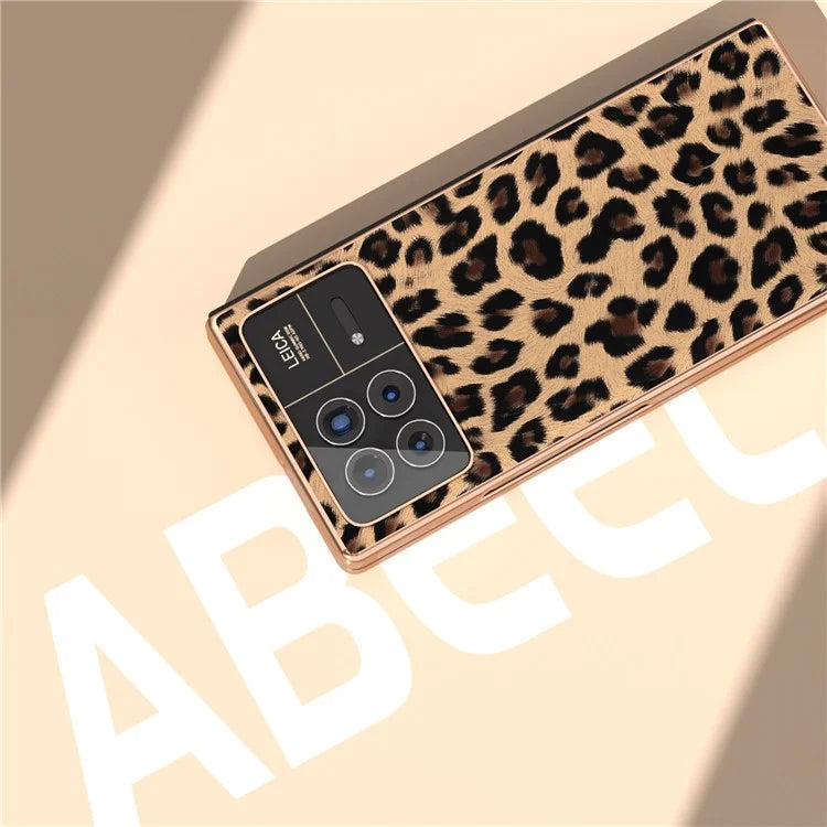 For Xiaomi Mix Fold 3 5G Case Leopard Pattern Leather+PC Slim Fit Electroplating Phone Cover