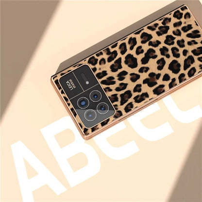 For Xiaomi Mix Fold 3 5G Case Leopard Pattern Leather+PC Slim Fit Electroplating Phone Cover