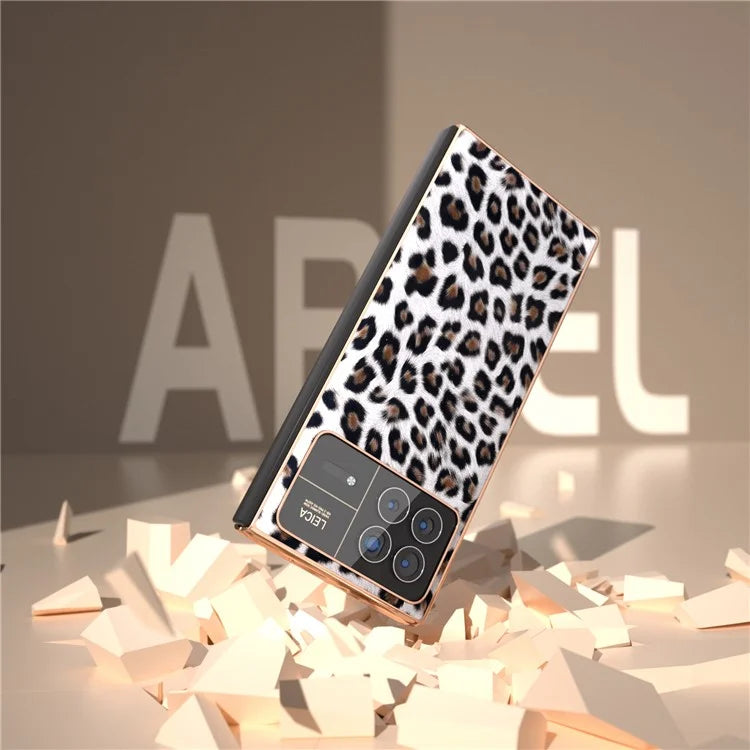 For Xiaomi Mix Fold 3 5G Case Leopard Pattern Leather+PC Slim Fit Electroplating Phone Cover