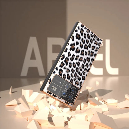 For Xiaomi Mix Fold 3 5G Case Leopard Pattern Leather+PC Slim Fit Electroplating Phone Cover