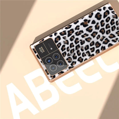 For Xiaomi Mix Fold 3 5G Case Leopard Pattern Leather+PC Slim Fit Electroplating Phone Cover
