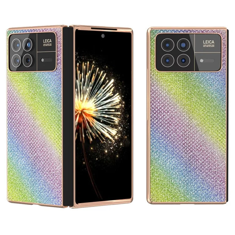 For Xiaomi Mix Fold 3 5G Case PU Leather+ PC Rhinestone Texture Back Phone Cover