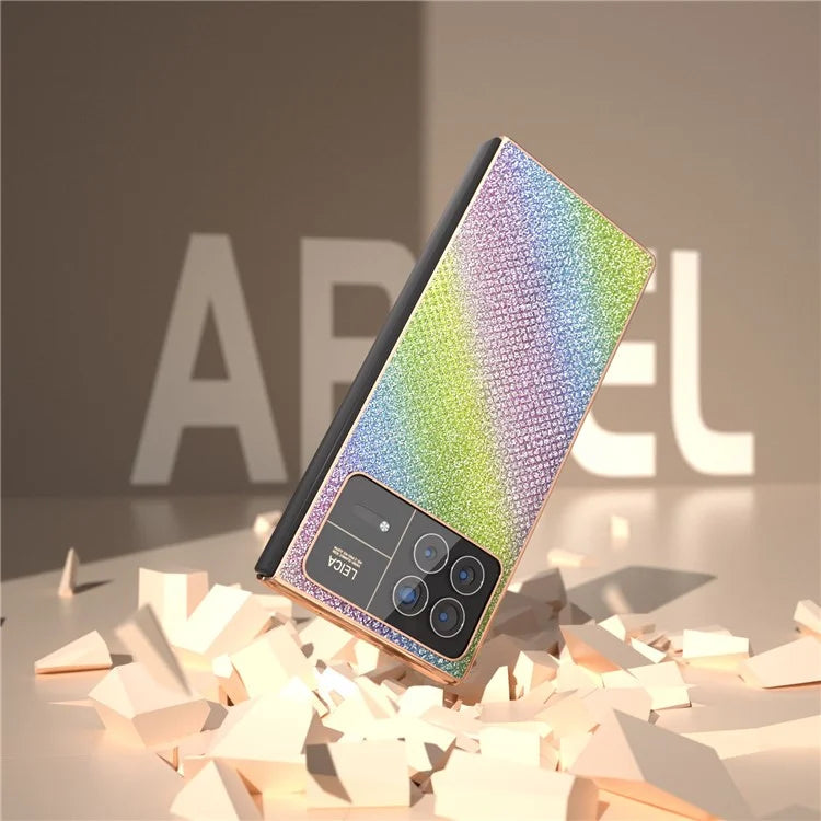 For Xiaomi Mix Fold 3 5G Case PU Leather+ PC Rhinestone Texture Back Phone Cover