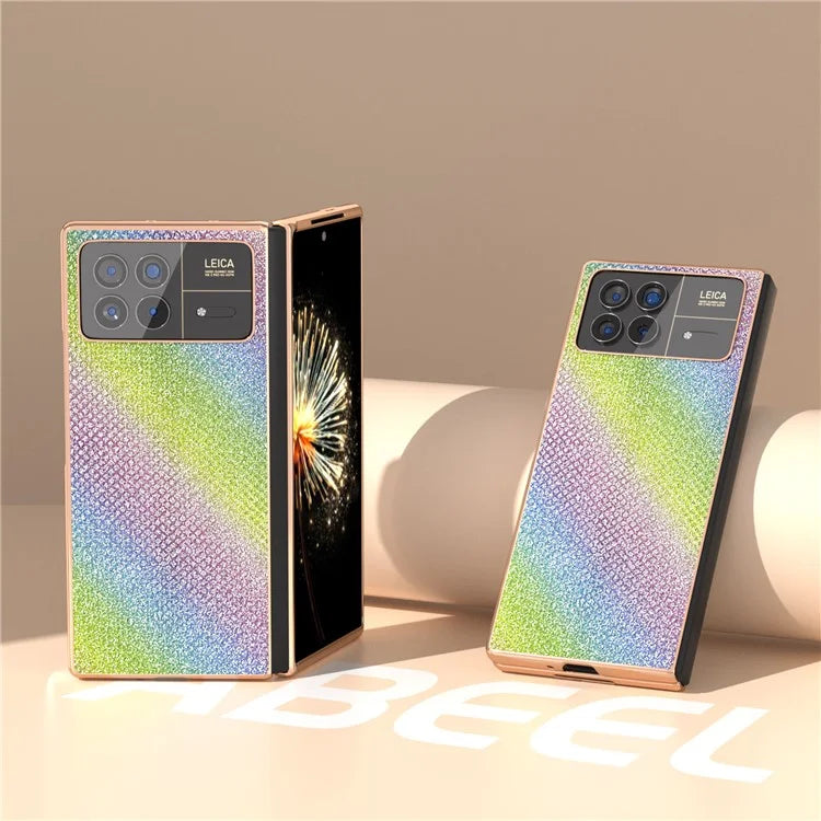 For Xiaomi Mix Fold 3 5G Case PU Leather+ PC Rhinestone Texture Back Phone Cover