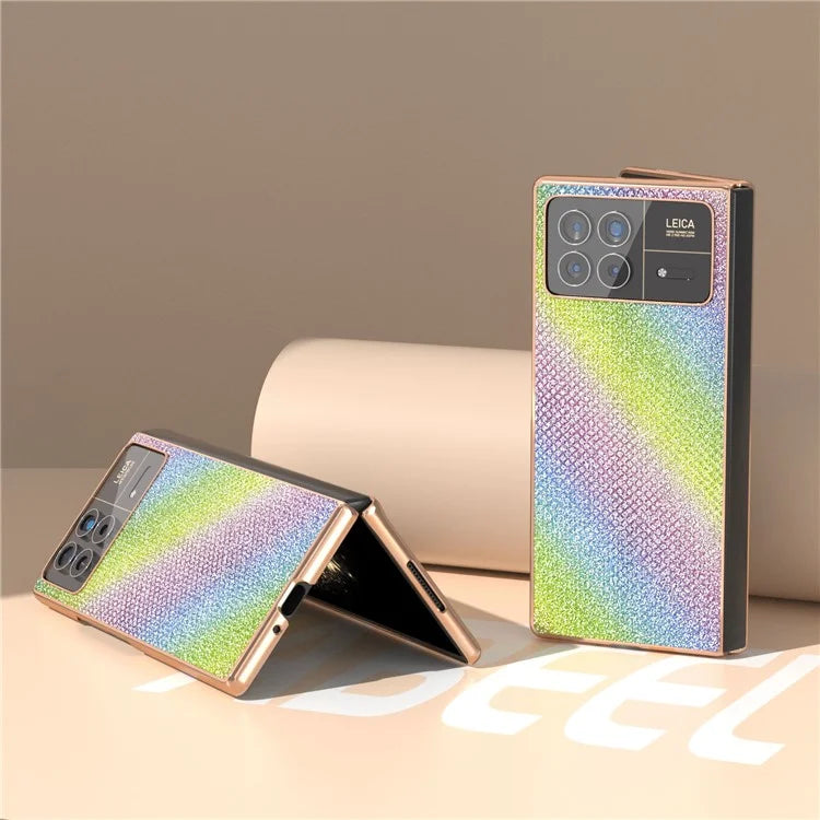 For Xiaomi Mix Fold 3 5G Case PU Leather+ PC Rhinestone Texture Back Phone Cover