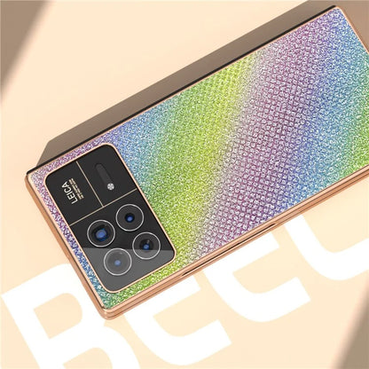 For Xiaomi Mix Fold 3 5G Case PU Leather+ PC Rhinestone Texture Back Phone Cover