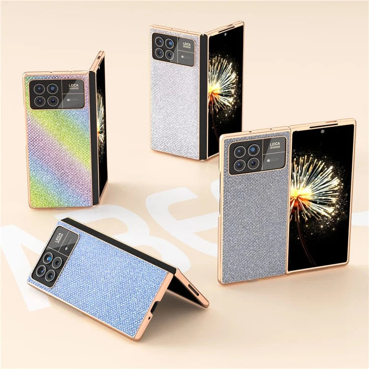 For Xiaomi Mix Fold 3 5G Case PU Leather+ PC Rhinestone Texture Back Phone Cover