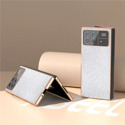 For Xiaomi Mix Fold 3 5G Case PU Leather+ PC Rhinestone Texture Back Phone Cover