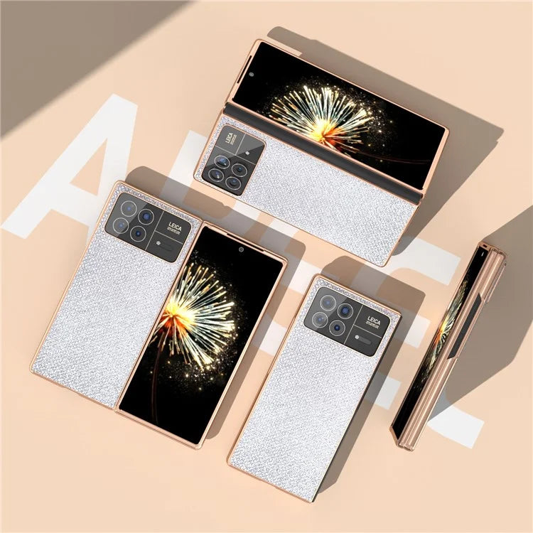 For Xiaomi Mix Fold 3 5G Case PU Leather+ PC Rhinestone Texture Back Phone Cover