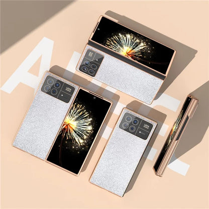 For Xiaomi Mix Fold 3 5G Case PU Leather+ PC Rhinestone Texture Back Phone Cover