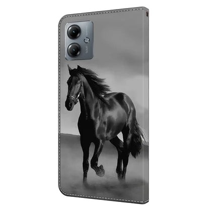 For Motorola Moto G14 4G Case 3D Creative Pattern PU Leather Flip Phone Cover