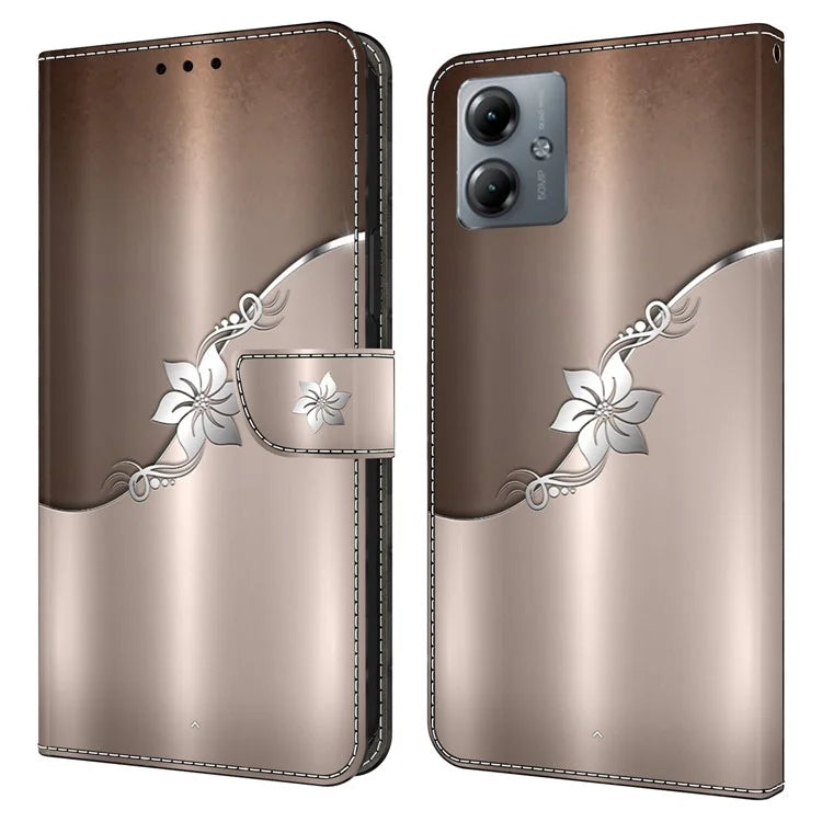 For Motorola Moto G14 4G Case 3D Creative Pattern PU Leather Flip Phone Cover