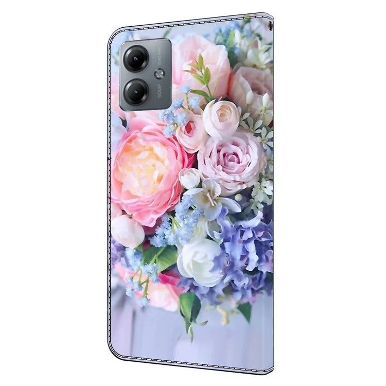 For Motorola Moto G14 4G Case 3D Creative Pattern PU Leather Flip Phone Cover