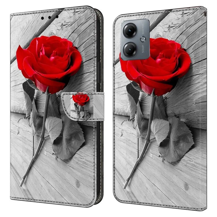 For Motorola Moto G14 4G Case 3D Creative Pattern PU Leather Flip Phone Cover