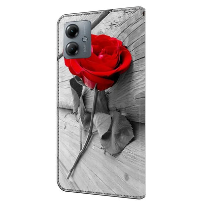 For Motorola Moto G14 4G Case 3D Creative Pattern PU Leather Flip Phone Cover