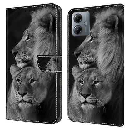 For Motorola Moto G14 4G Case 3D Creative Pattern PU Leather Flip Phone Cover