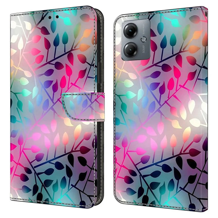 For Motorola Moto G14 4G Case 3D Creative Pattern PU Leather Flip Phone Cover