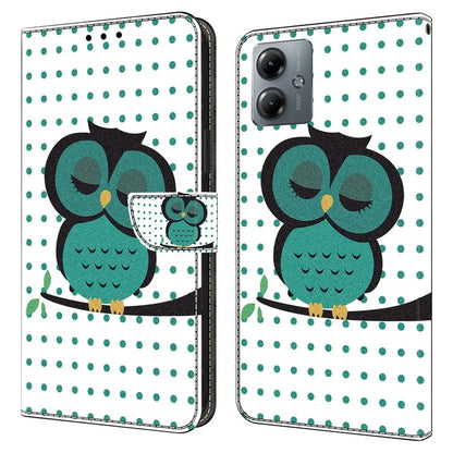 For Motorola Moto G14 4G Case 3D Creative Pattern PU Leather Flip Phone Cover