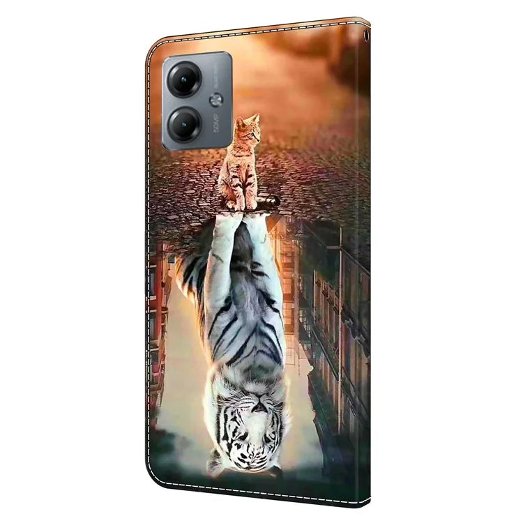 For Motorola Moto G14 4G Case 3D Creative Pattern PU Leather Flip Phone Cover