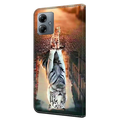 For Motorola Moto G14 4G Case 3D Creative Pattern PU Leather Flip Phone Cover