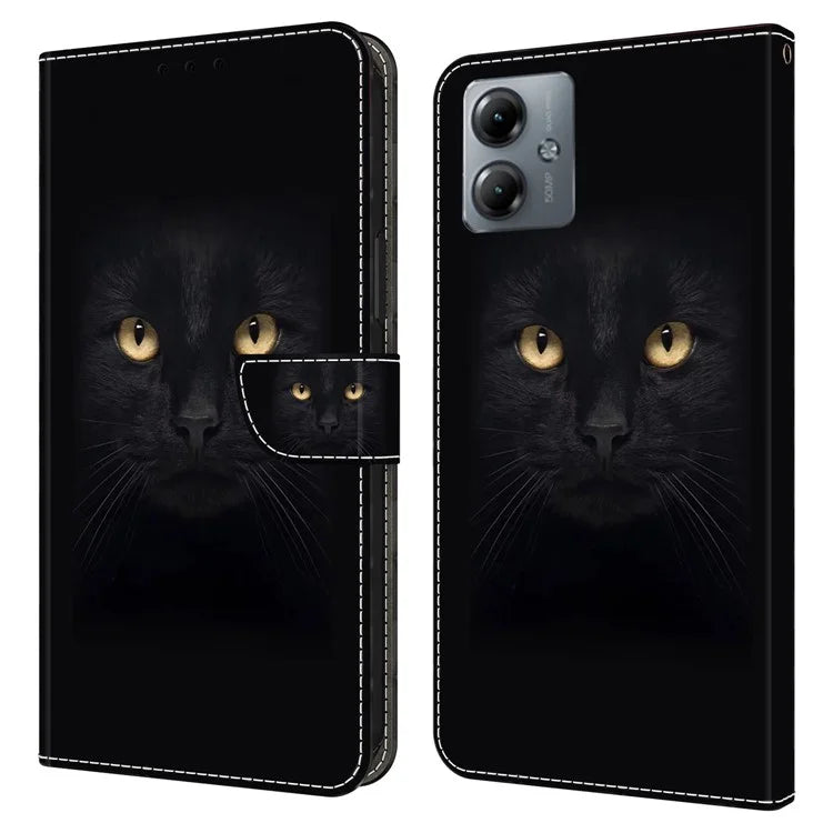 For Motorola Moto G14 4G Case 3D Creative Pattern PU Leather Flip Phone Cover