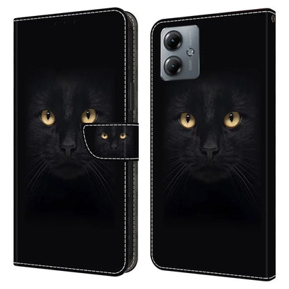 For Motorola Moto G14 4G Case 3D Creative Pattern PU Leather Flip Phone Cover