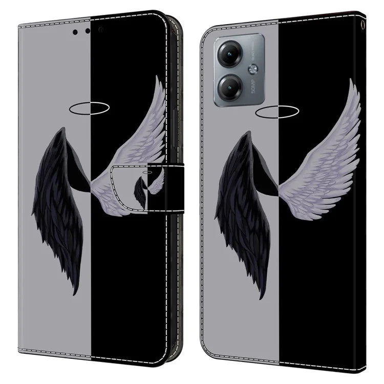 For Motorola Moto G14 4G Case 3D Creative Pattern PU Leather Flip Phone Cover