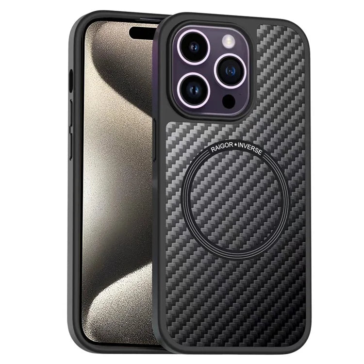 RAIGOR INVERSE Scott Plus Series for iPhone 15 Pro Magnetic Case Carbon Fiber TPU+PC Cover