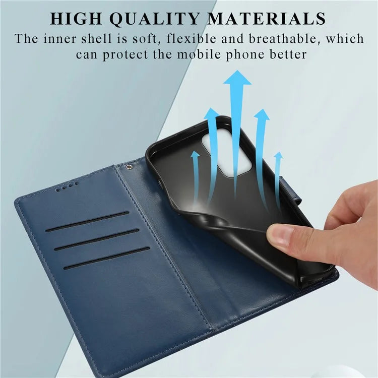 DF-06 For Samsung Galaxy M34 5G / F34 5G Case Lines Imprinted PU Leather Phone Cover with Wrist Strap
