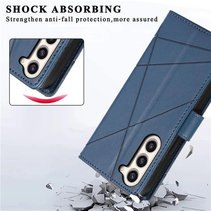 DF-06 For Samsung Galaxy S23+ Case Lines Imprinted PU Leather Stand Wallet Phone Cover