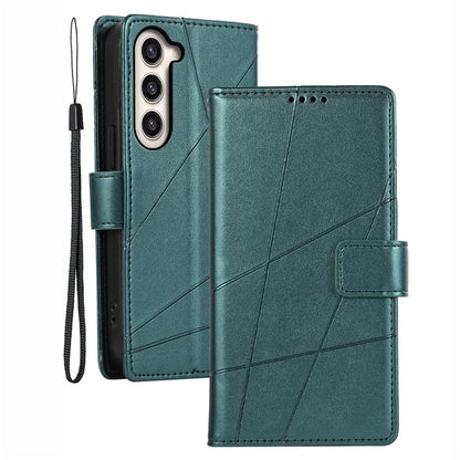 DF-06 For Samsung Galaxy S23+ Case Lines Imprinted PU Leather Stand Wallet Phone Cover