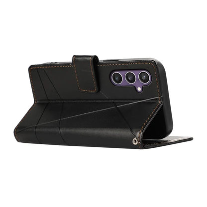 DF-06 For Samsung Galaxy S23 FE Case Lines Imprinted PU Leather Phone Cover Wallet Shell