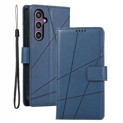 DF-06 For Samsung Galaxy S23 FE Case Lines Imprinted PU Leather Phone Cover Wallet Shell