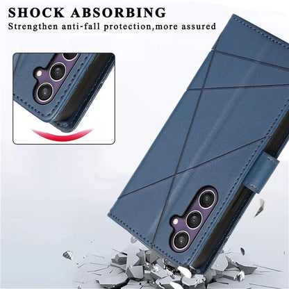 DF-06 For Samsung Galaxy S23 FE Case Lines Imprinted PU Leather Phone Cover Wallet Shell