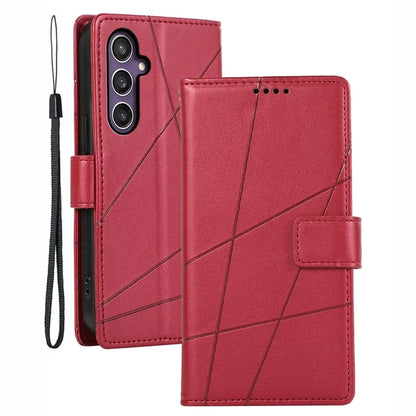 DF-06 For Samsung Galaxy S23 FE Case Lines Imprinted PU Leather Phone Cover Wallet Shell