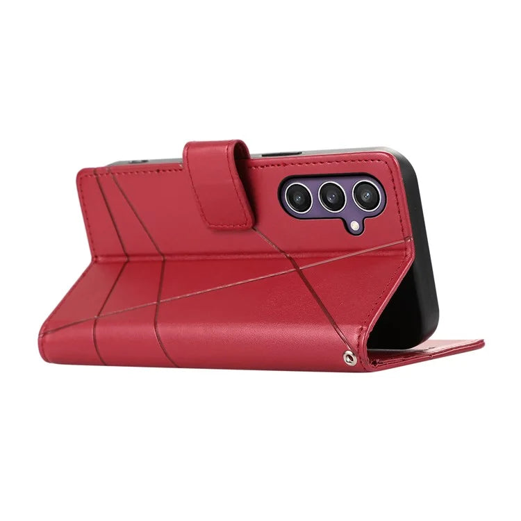 DF-06 For Samsung Galaxy S23 FE Case Lines Imprinted PU Leather Phone Cover Wallet Shell