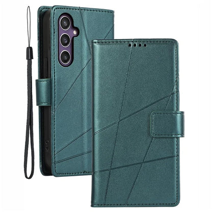 DF-06 For Samsung Galaxy S23 FE Case Lines Imprinted PU Leather Phone Cover Wallet Shell