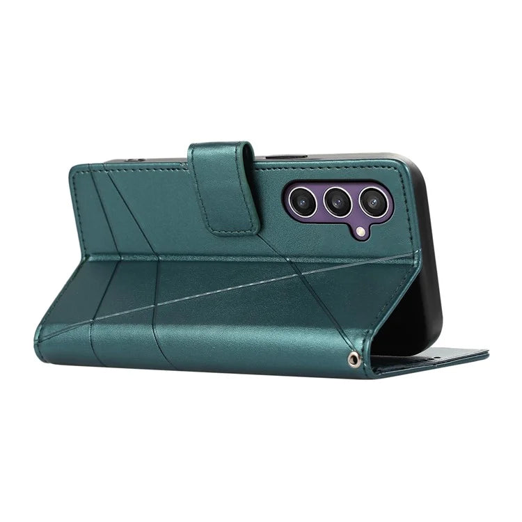 DF-06 For Samsung Galaxy S23 FE Case Lines Imprinted PU Leather Phone Cover Wallet Shell