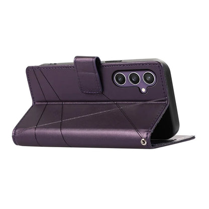 DF-06 For Samsung Galaxy S23 FE Case Lines Imprinted PU Leather Phone Cover Wallet Shell
