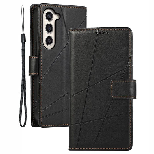 DF-06 For Samsung Galaxy S23 Case Lines Imprinted Folio Flip PU Leather Phone Cover