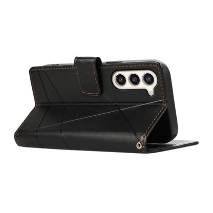 DF-06 For Samsung Galaxy S23 Case Lines Imprinted Folio Flip PU Leather Phone Cover