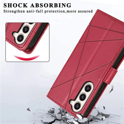 DF-06 For Samsung Galaxy S23 Case Lines Imprinted Folio Flip PU Leather Phone Cover