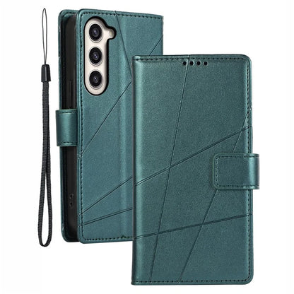 DF-06 For Samsung Galaxy S23 Case Lines Imprinted Folio Flip PU Leather Phone Cover