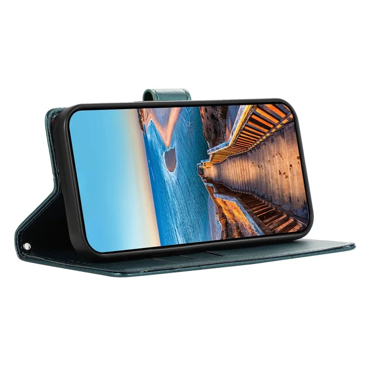 DF-06 For Samsung Galaxy S23 Case Lines Imprinted Folio Flip PU Leather Phone Cover