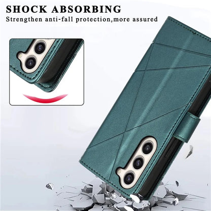 DF-06 For Samsung Galaxy S23 Case Lines Imprinted Folio Flip PU Leather Phone Cover