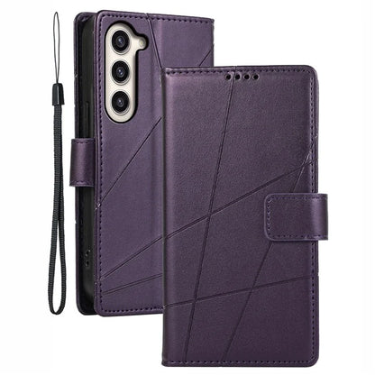 DF-06 For Samsung Galaxy S23 Case Lines Imprinted Folio Flip PU Leather Phone Cover